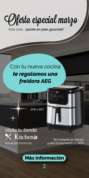 Imagen de la promoción de marzo. Regalo de freidora de aire AEG (AF6-1-6ST) al comprar la cocina en Kitchen in.